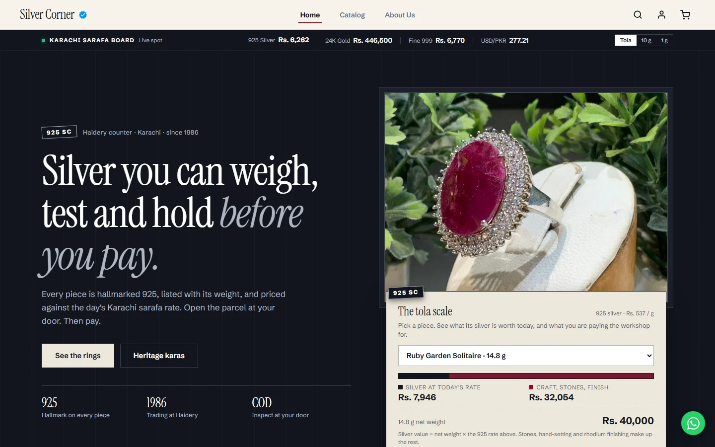 Silver Corner store on desktop