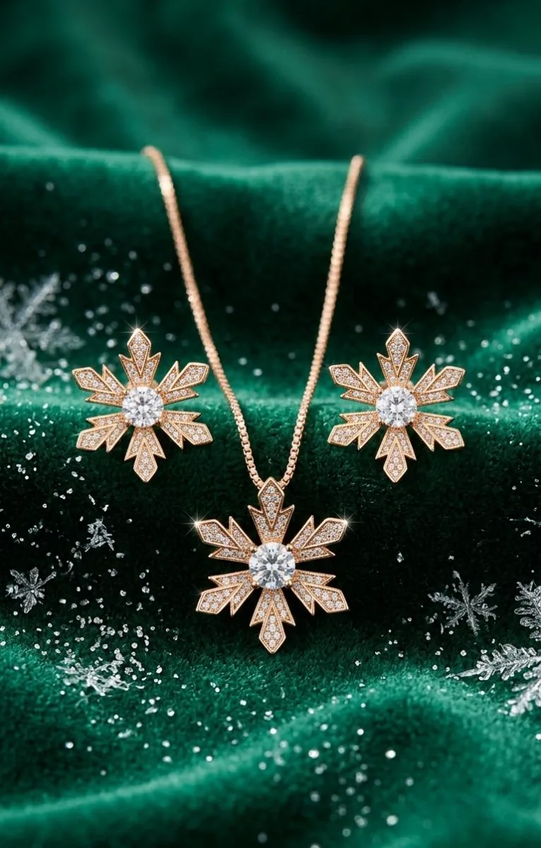 1 Carat Zircon Snowflake Locket Set