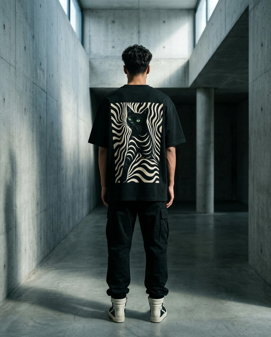 Hypnotic Cat Oversized Tee